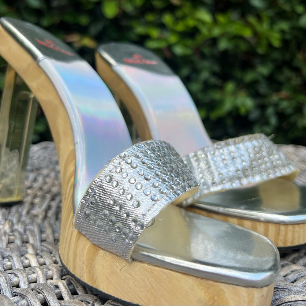 Michael Antonio Silver Clear Heeled Sandals